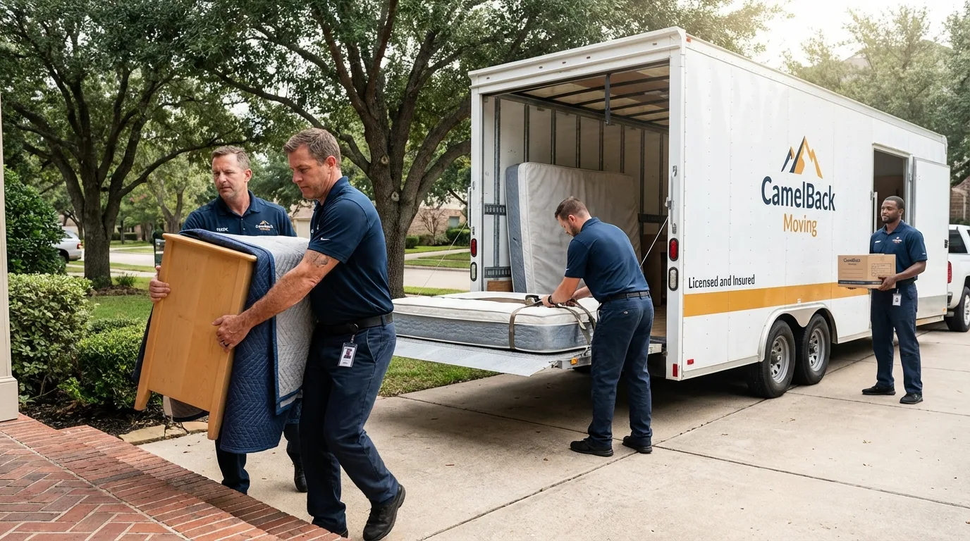 Crew loading residential truck for cross-state move from Blissfield, MI