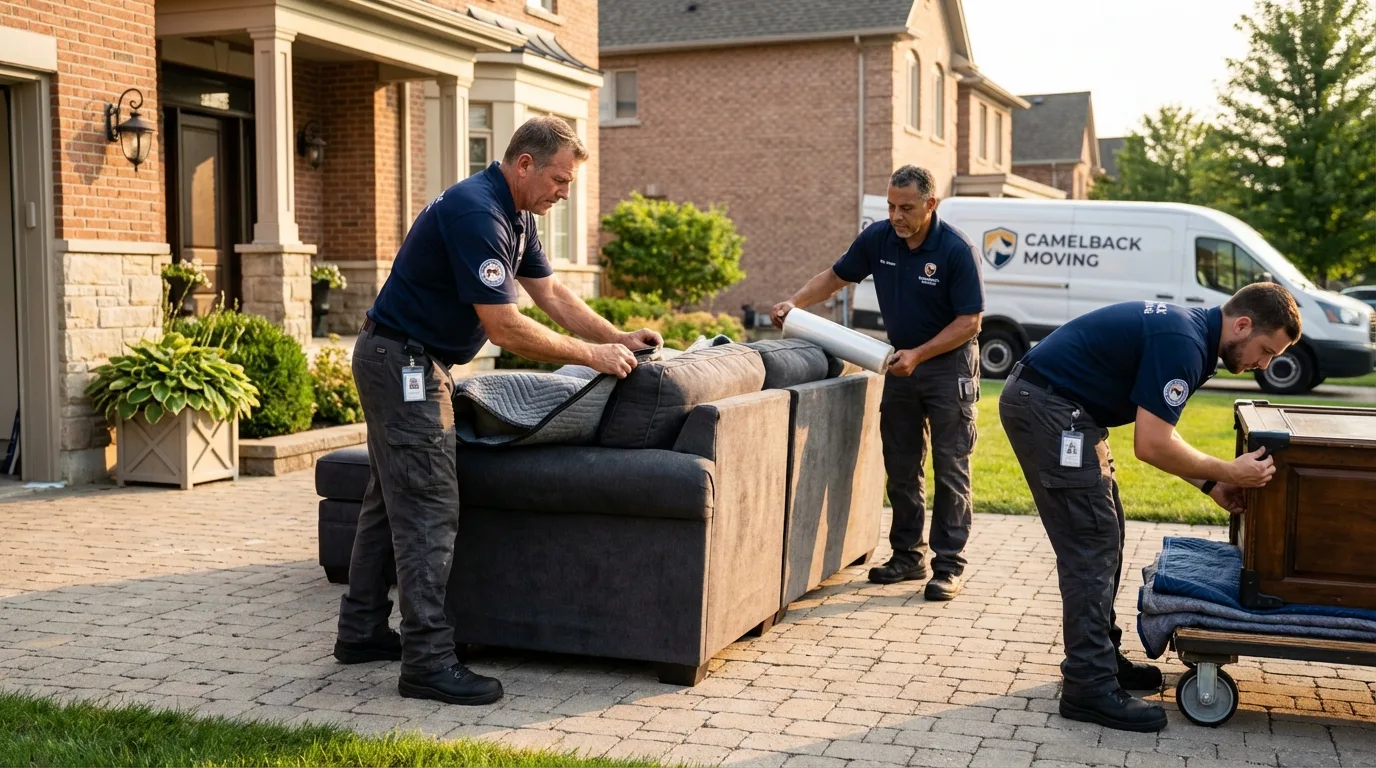 Large estate moving crew wrapping furniture in Blissfield, MI